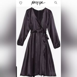 NWT Nasty Gal Collection Black Satin Midi Dress Curvy Plus Size 22 or XXL 2X